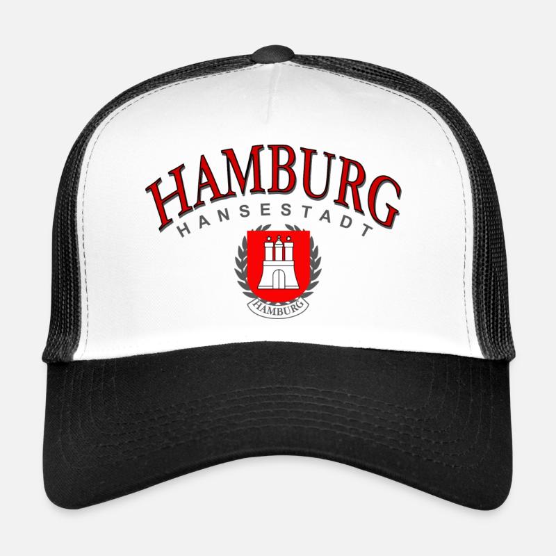 Hamburg Hansestadt - schlichtes Design - Trucker Cap - Weiß/Schwarz
