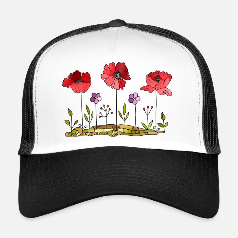 Blumen - Trucker Cap - Weiß/Schwarz
