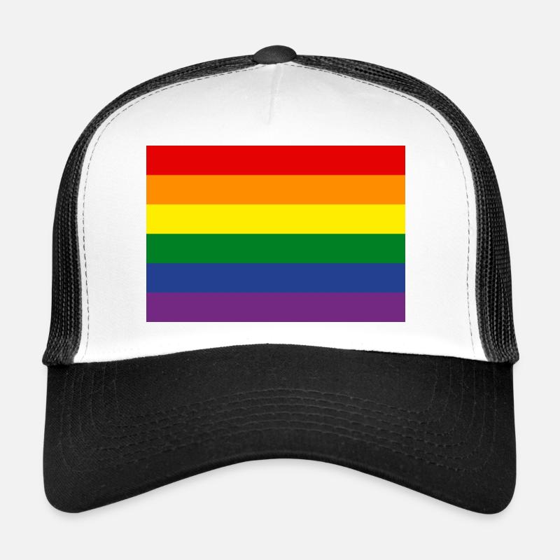 Rainbow flag - Trucker Cap - white/black
