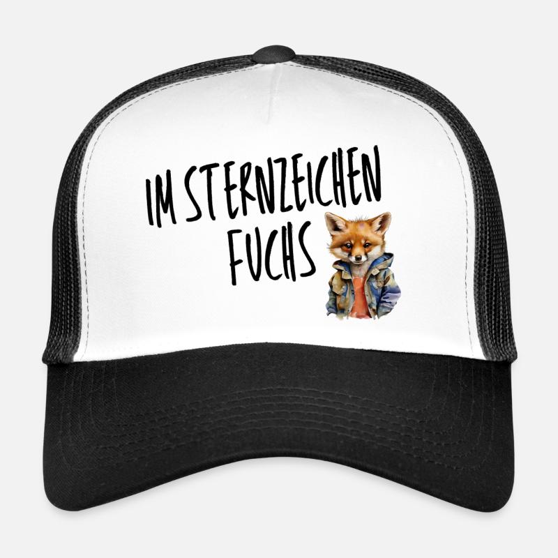 Im Sternzeichen Fuchs – Charmant & Schlau - Trucker Cap - Weiß/Schwarz