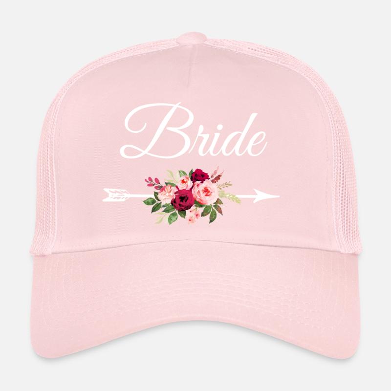 Bride bouquet de fleurs flèche Casquette trucker 