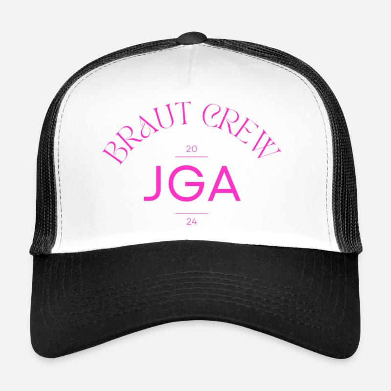 Braut Crew - JGA 2024 - Trucker Cap - Weiß/Schwarz