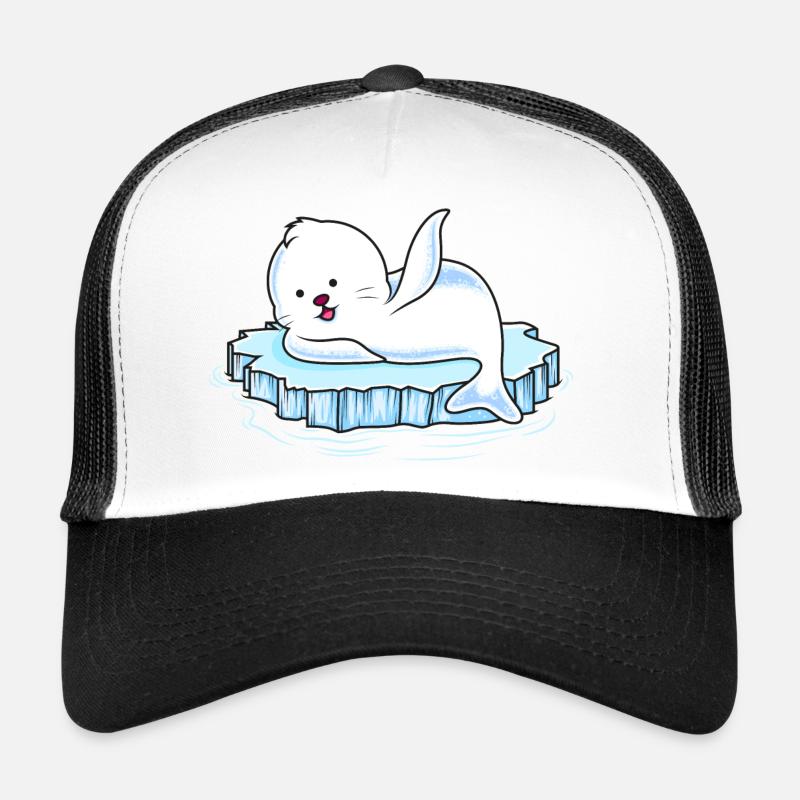 robbe eisscholle comic - Trucker Cap - Weiß/Schwarz
