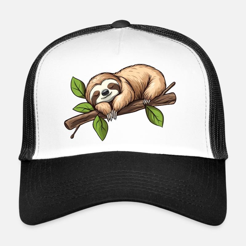 Faultier Schlafend - Trucker Cap - Weiß/Schwarz