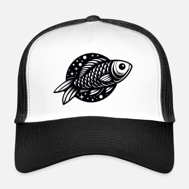 Poisson en noir et blanc Casquette trucker 