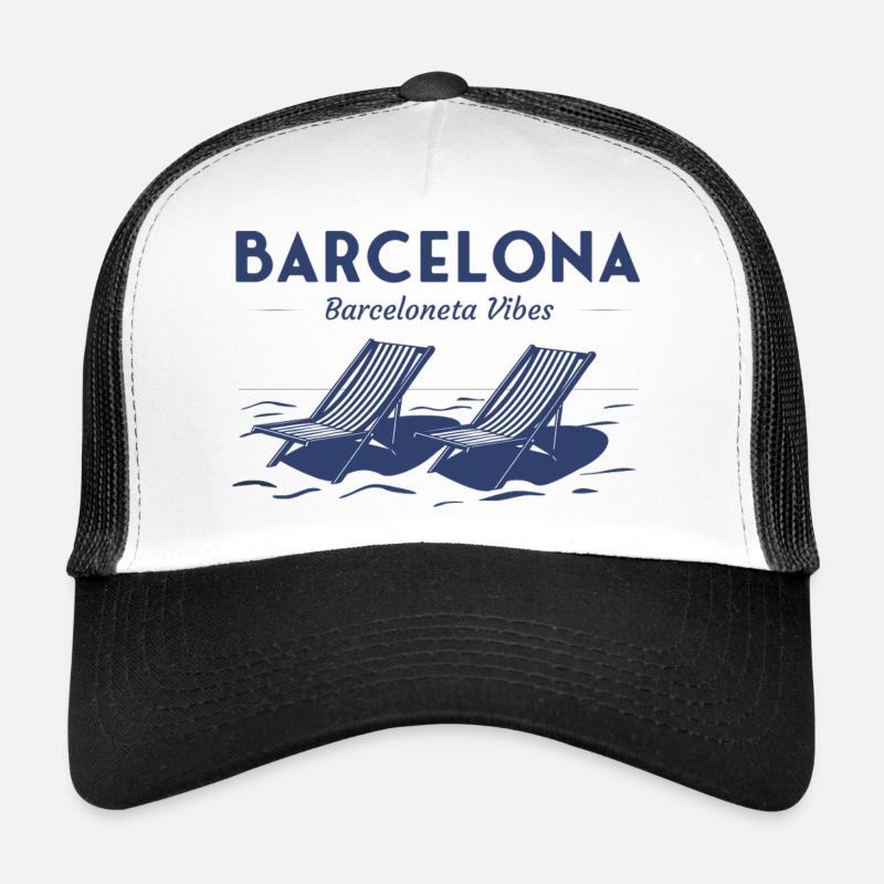 Barcelone Barceloneta Chaises de plage Ambiance estivale Casquette trucker 