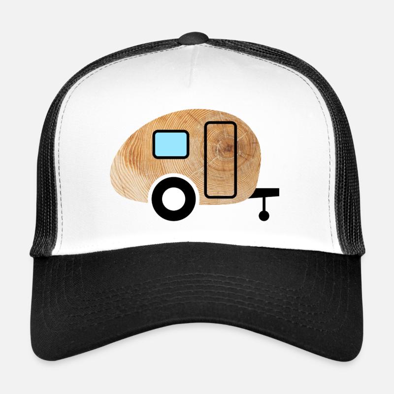 Caravan Wood Grain Retro Nature Caravan Fan Trucker Cap