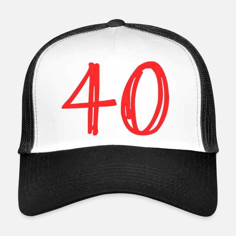 Digital Design Numbers in Red Trucker Cap