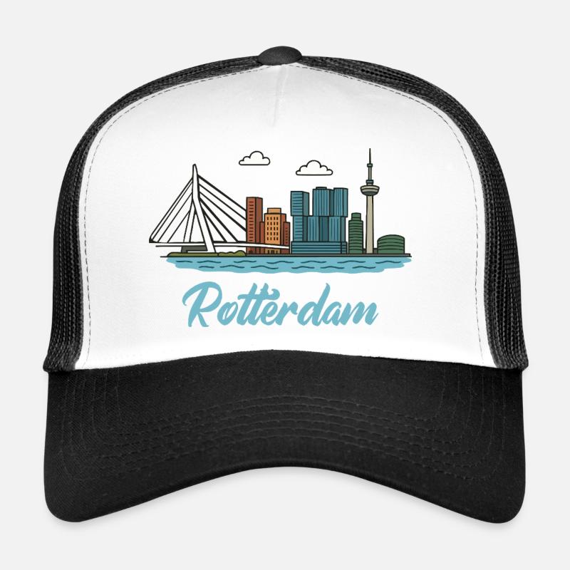 Stadtsilhouette von Rotterdam im Dockland-Stil Trucker Cap