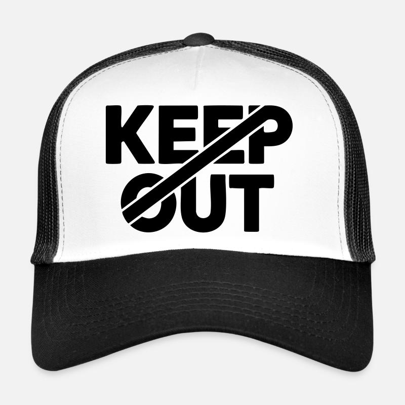 Warnschild "Draußen halten" - Trucker Cap - Weiß/Schwarz