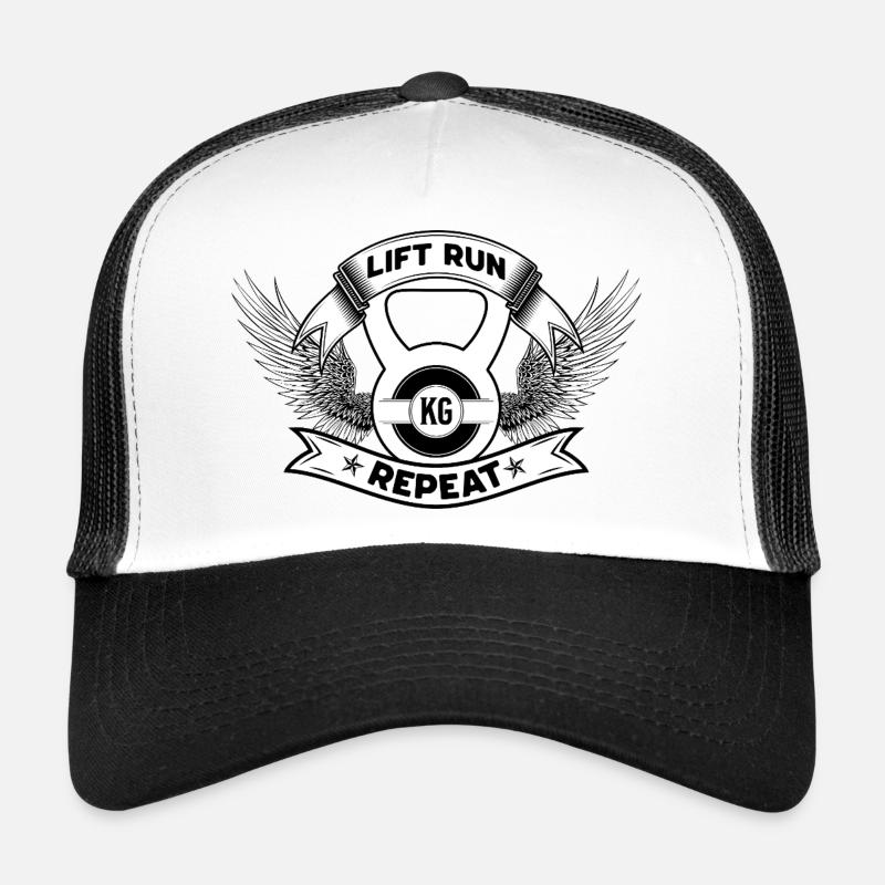 Lift Run Repeat – Kettlebell Wings Tee Trucker Cap