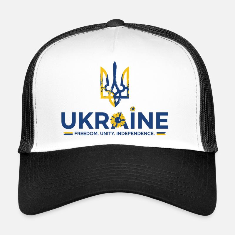 Trident Sunflower Ukraine Flag - Trucker Cap - white/black