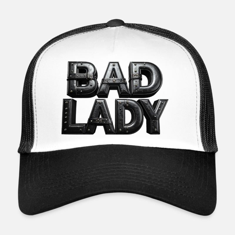 Bad Lady – Lettres 3D en cuir noir Casquette trucker 