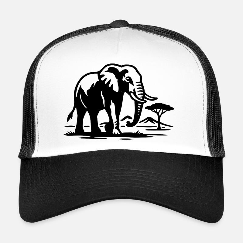 Silhouette d’éléphant de savane Casquette trucker 