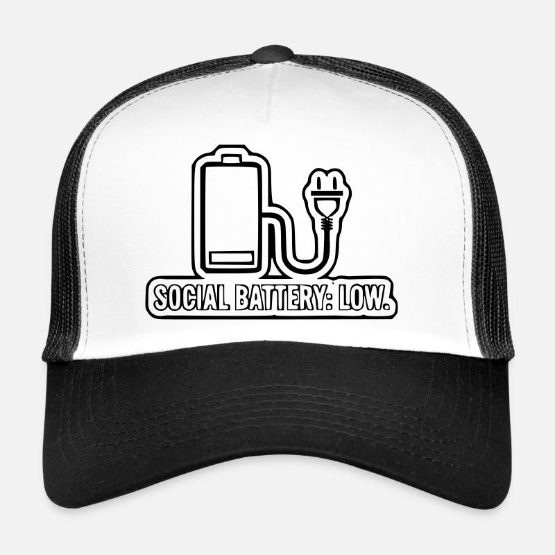 Social Batterie: Low - Trucker Cap - Weiß/Schwarz