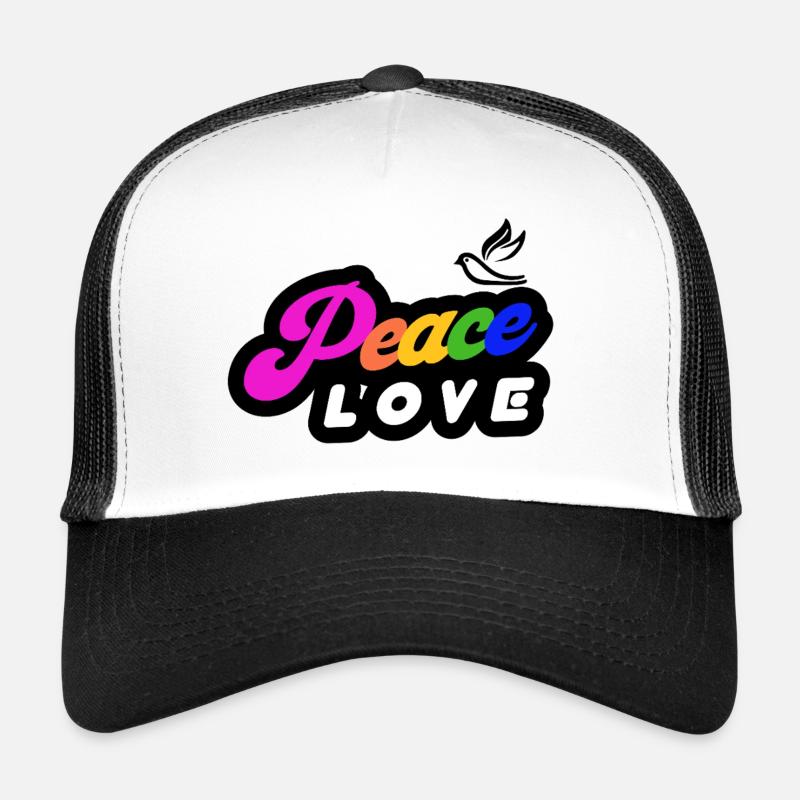 Peace Love Rainbow Retro - Trucker Cap - white/black