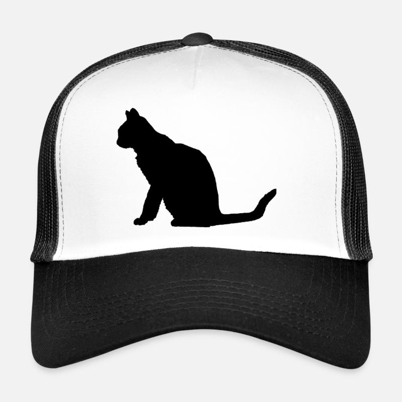 Katze - Trucker Cap - Weiß/Schwarz