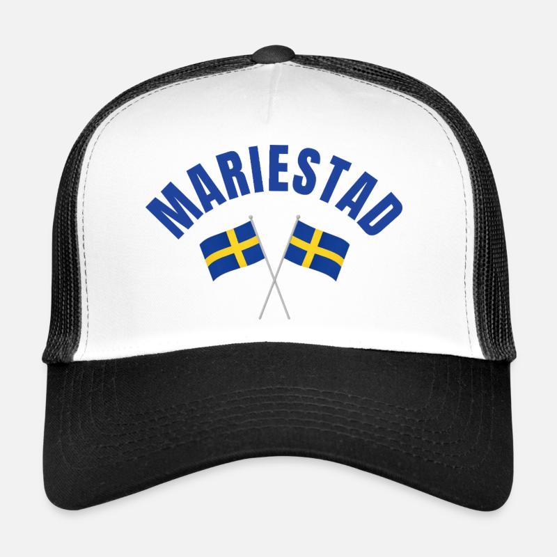 Mariestad crossed Swedish flags Trucker Cap