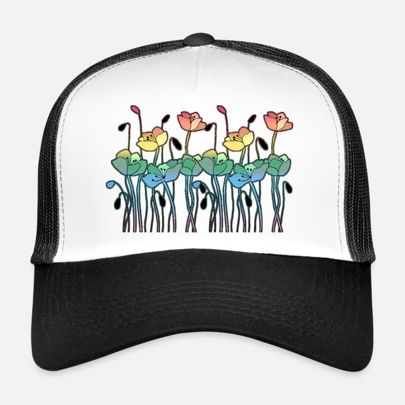 Blumen - Trucker Cap - Weiß/Schwarz
