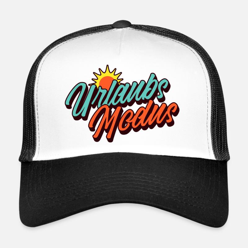 Urlaubsmodus Retro Sommer Sonne Design - Trucker Cap - Weiß/Schwarz