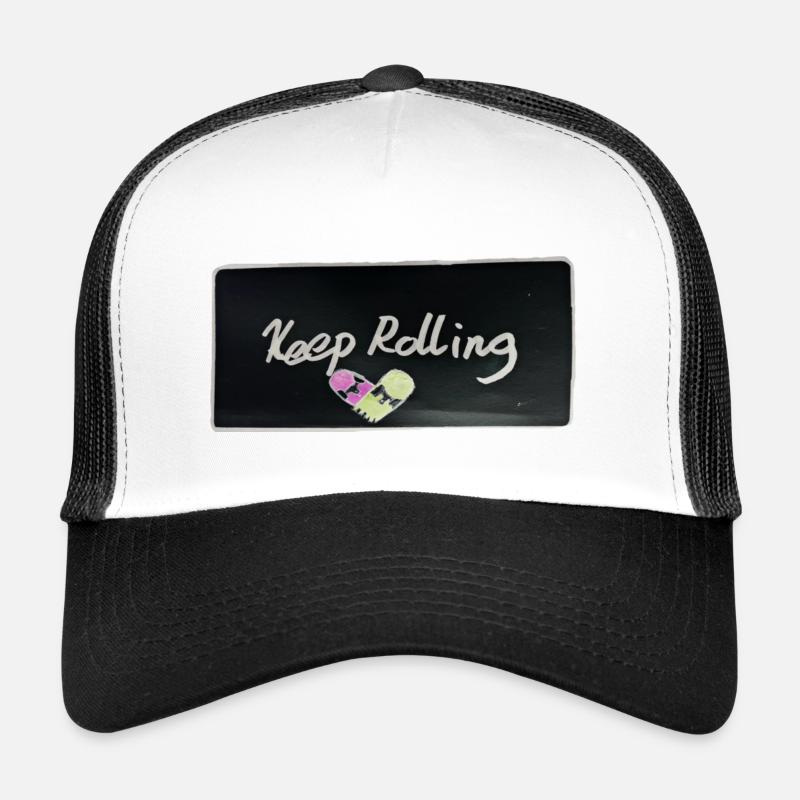 Keep rolling black - Trucker Cap - white/black