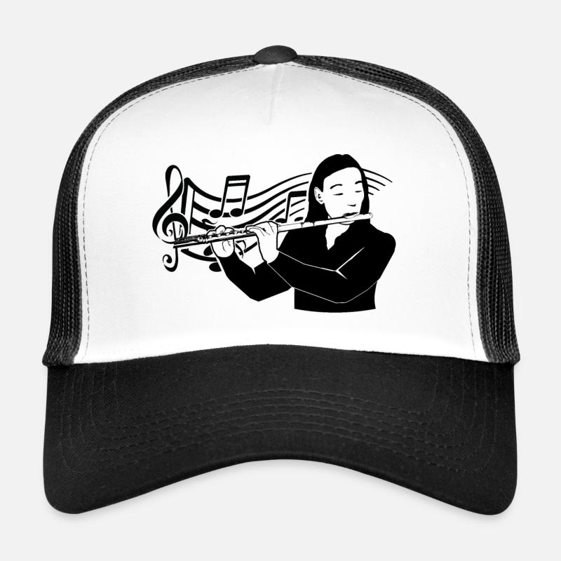 Flutiste de flûte tavernière dessin noir partition Casquette trucker 