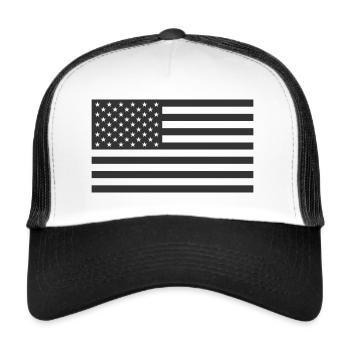 Drapeau USA noir blanc - Casquette trucker  - blanc/noir - Devant