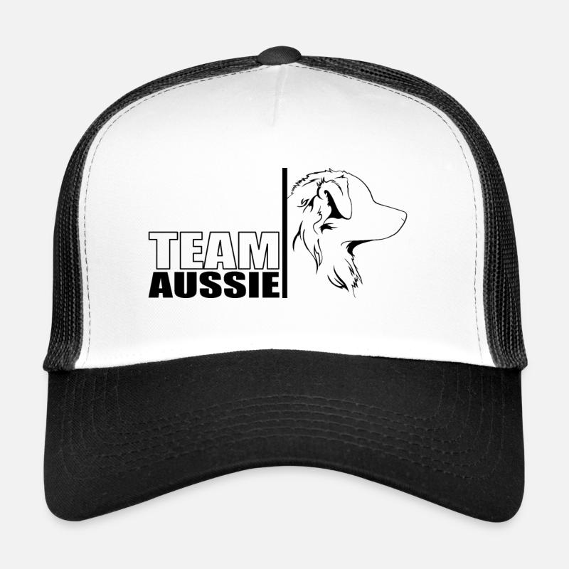 TEAM Aussie Hunde Australian Shepherd Wilsigns - Trucker Cap - Weiß/Schwarz