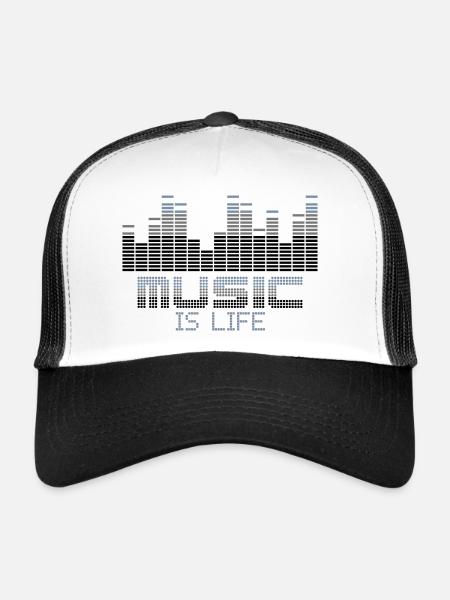 equalizer music is life - Casquette trucker  - blanc/noir - Devant