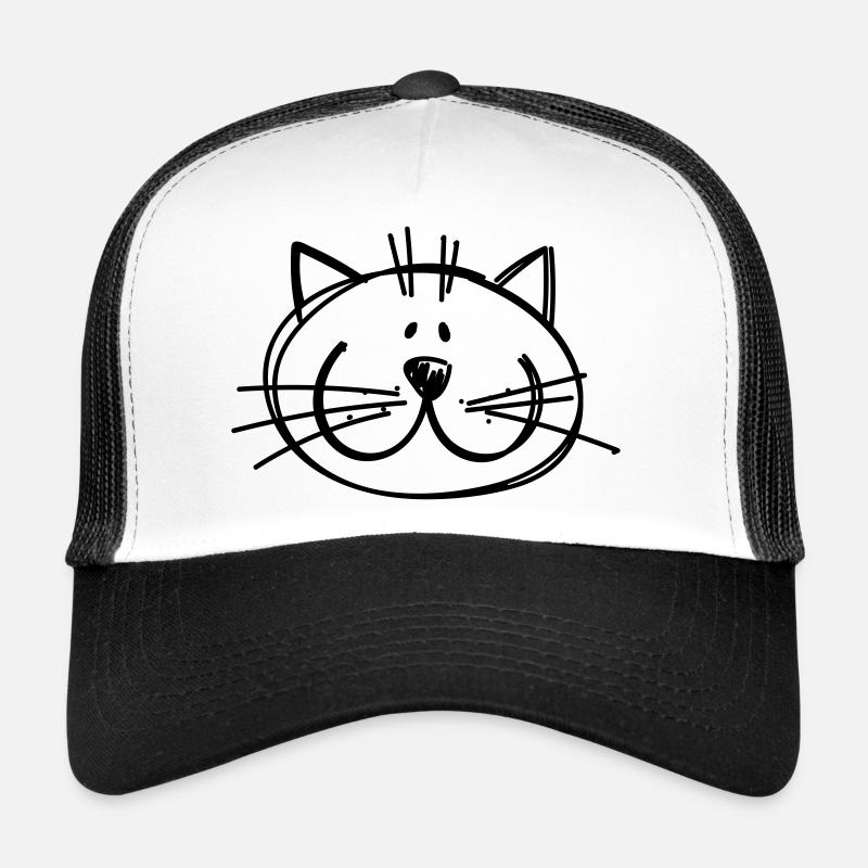 Katzen Zeichnung - Trucker Cap - Weiß/Schwarz