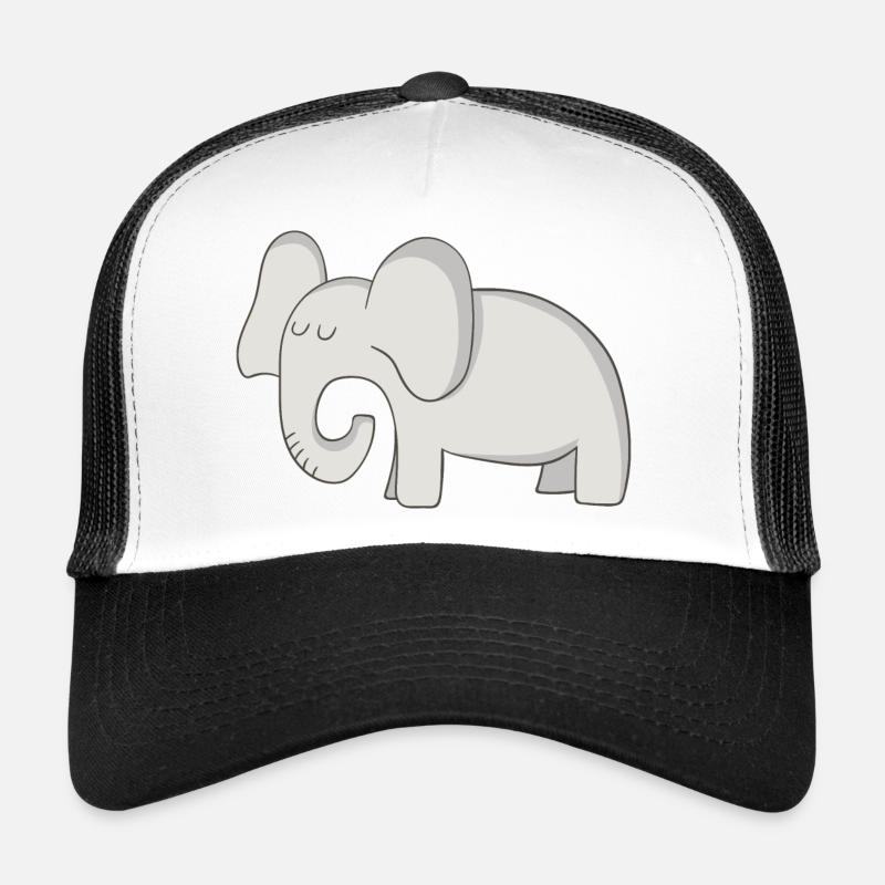 Eléphant - Casquette trucker  - blanc/noir