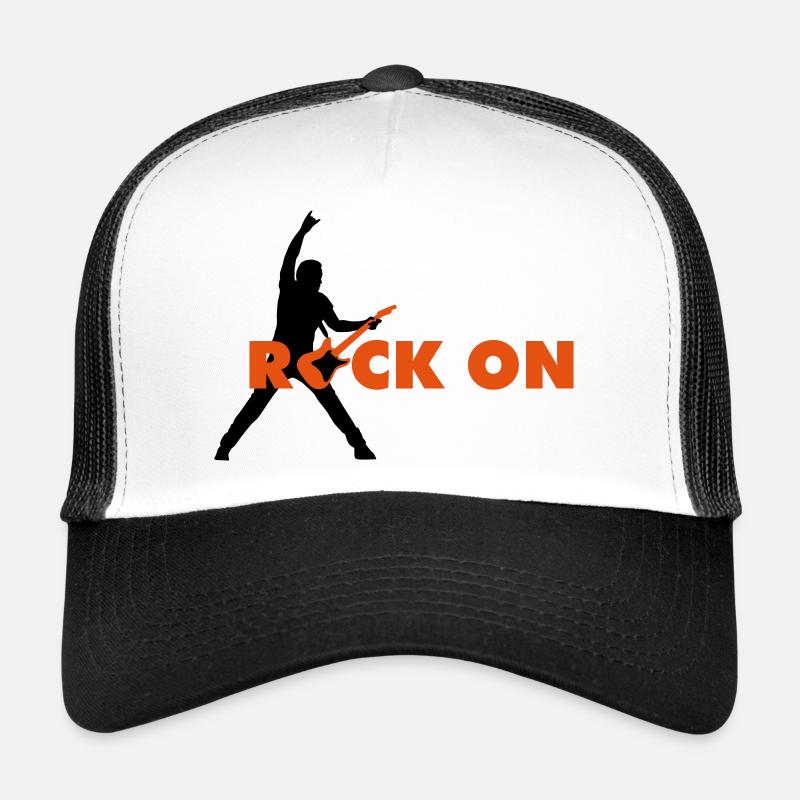 rock_on_b_2c - Trucker Cap - white/black