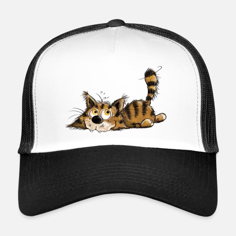 Naughty Little Black Tabby Cat Trucker Cap