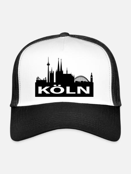 Skyline Cologne - Cathédrale de Cologne - Casquette trucker  - blanc/noir - Devant
