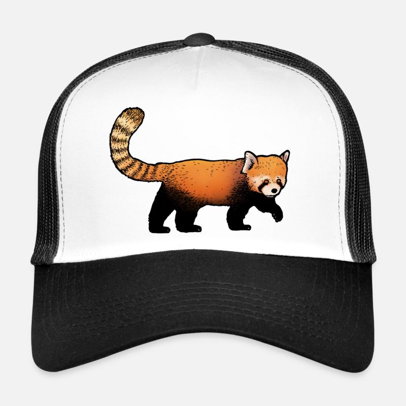 Panda Roux / Red Panda 02 - Casquette trucker  - blanc/noir