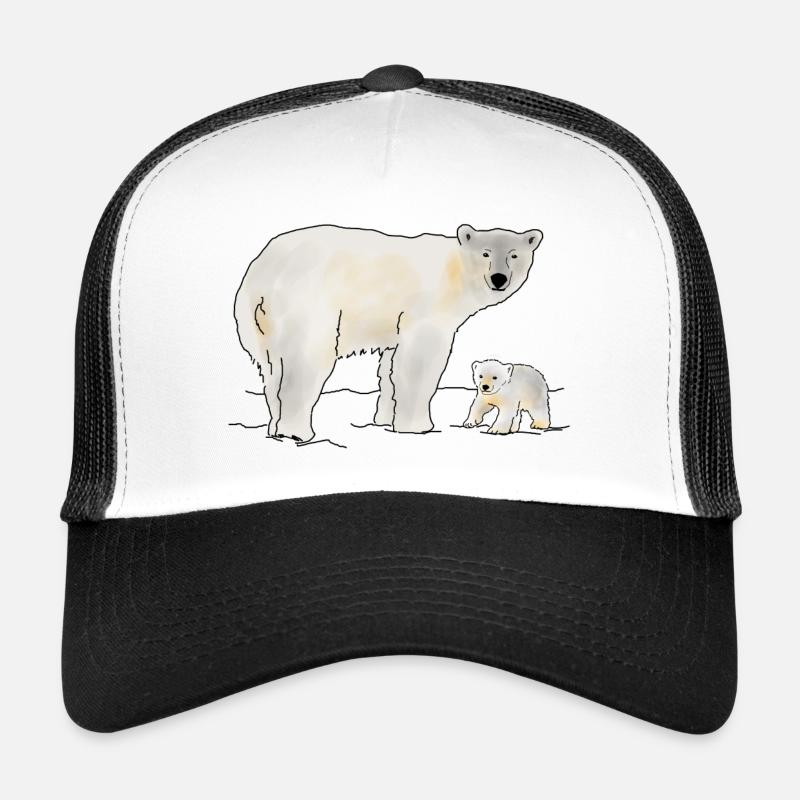 Polar bear with cub Trucker Cap