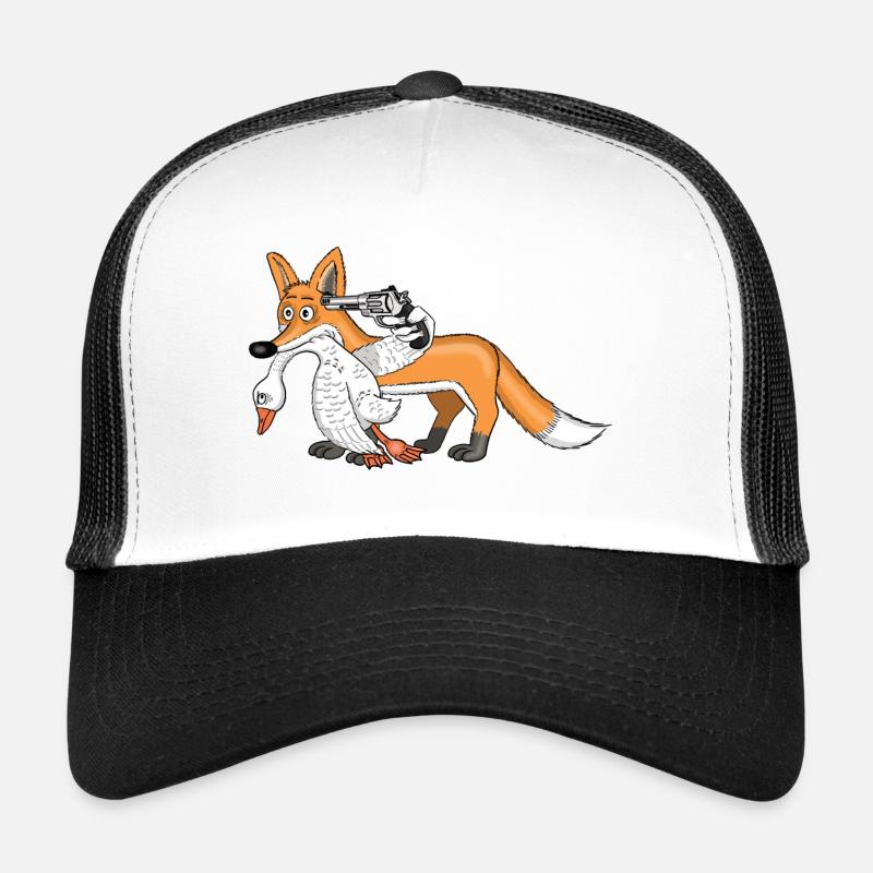 Fuchs mit Gans - Trucker Cap - Weiß/Schwarz