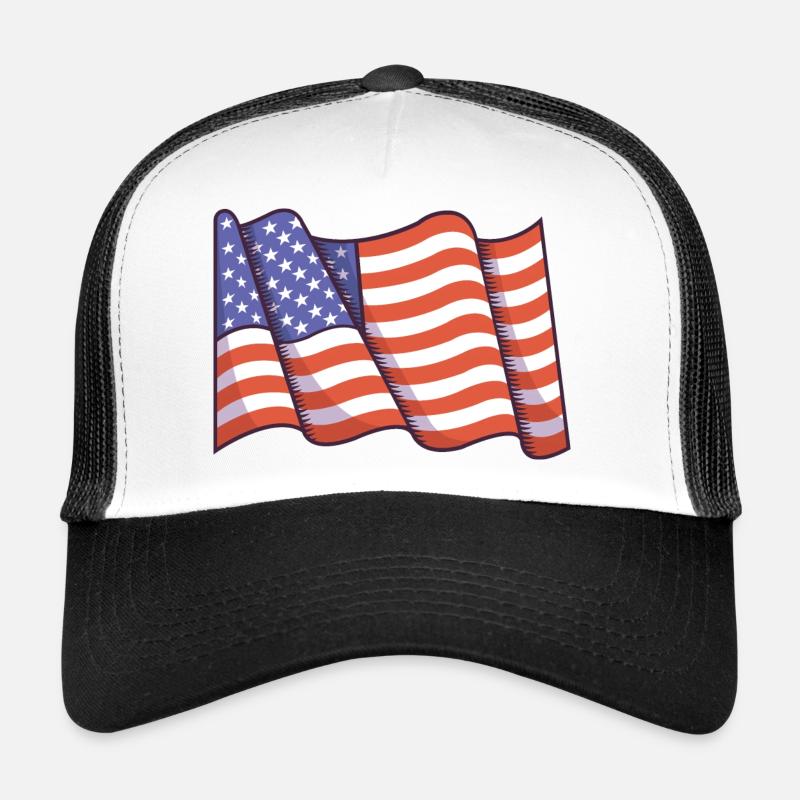 American Flag - Trucker Cap - white/black