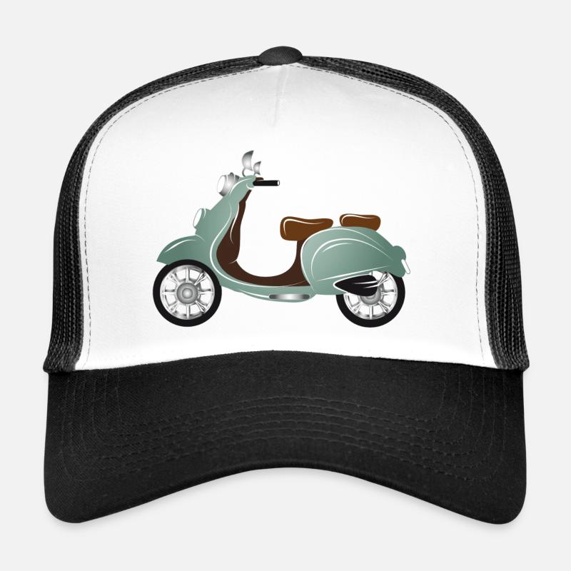 Ein Vintage Motorroller mit Retro Lackierung - Trucker Cap - Weiß/Schwarz