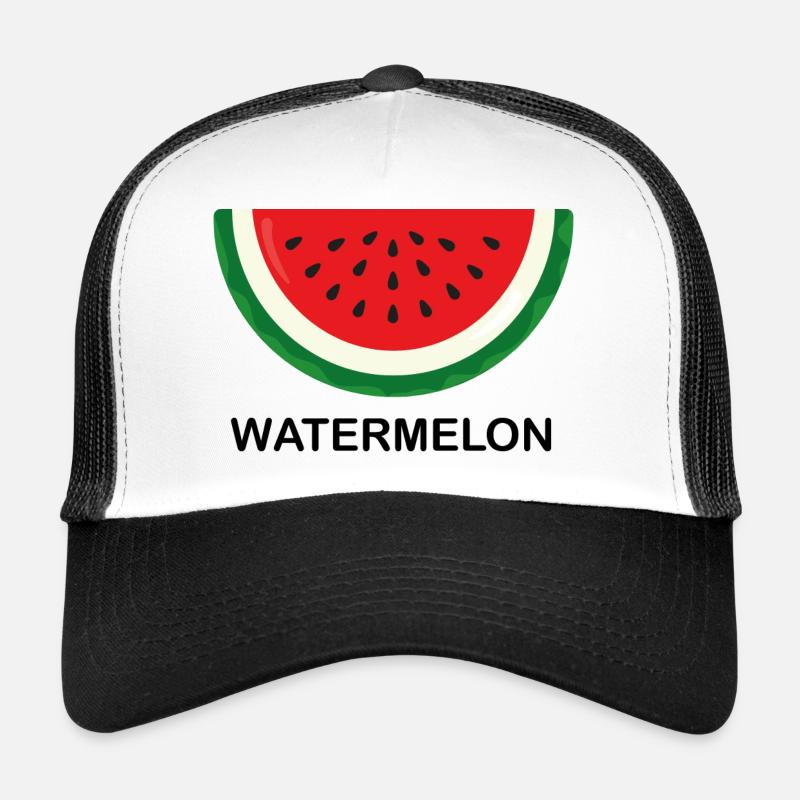 Wassermelone, Wassermelone mit schwarzer Schrift - Trucker Cap - Weiß/Schwarz