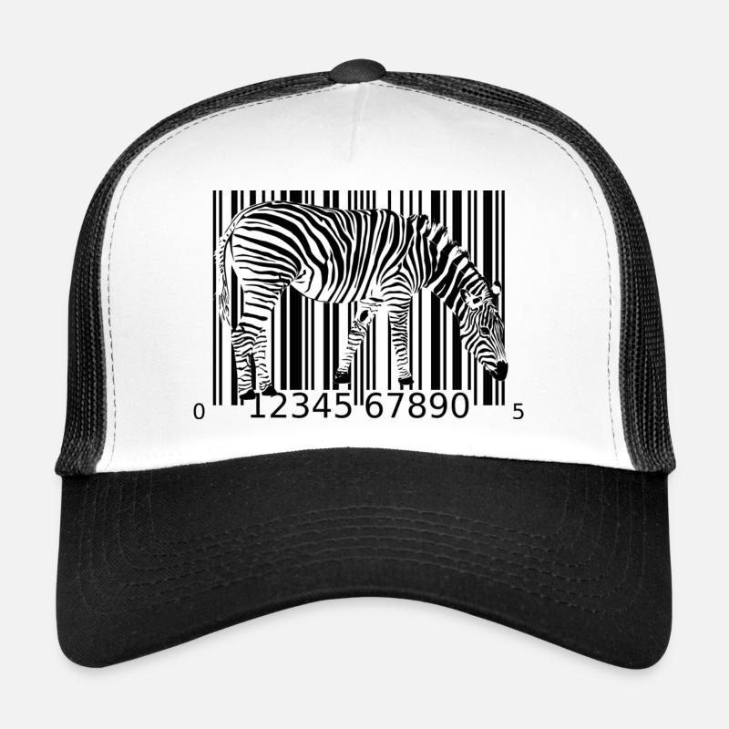 Code-barres Zebra - Casquette trucker  - blanc/noir