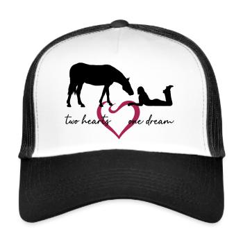 Two Hearts One Dream Lying Girl Horse - Trucker Cap - white/black - Front