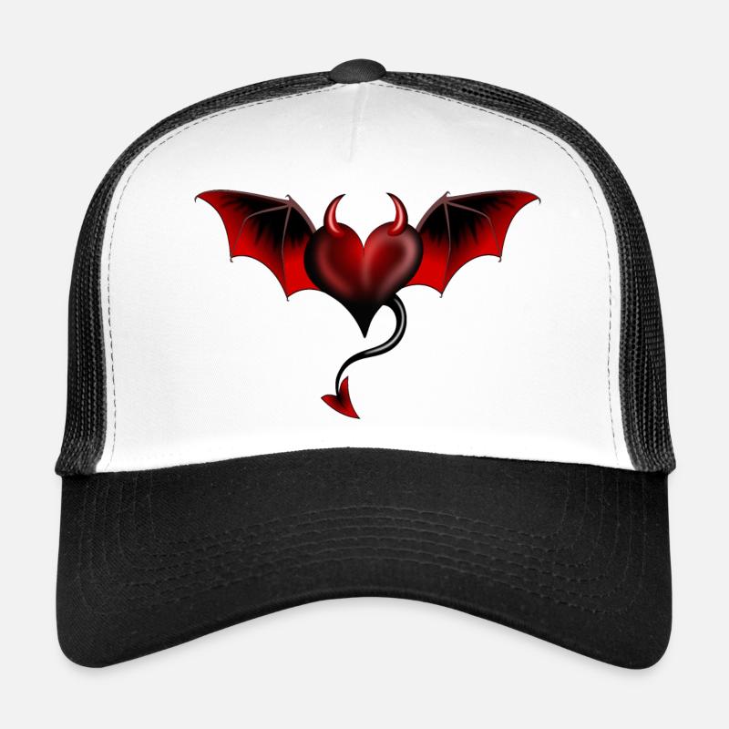 Herz Teufel Satan Luzifer Engel - Trucker Cap - Weiß/Schwarz