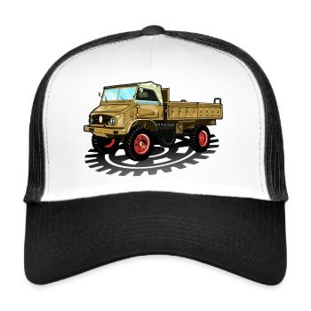 Unimog - Oldtimer - Offroad - Universal Motorgerät - Trucker Cap - Weiß/Schwarz - Vorne