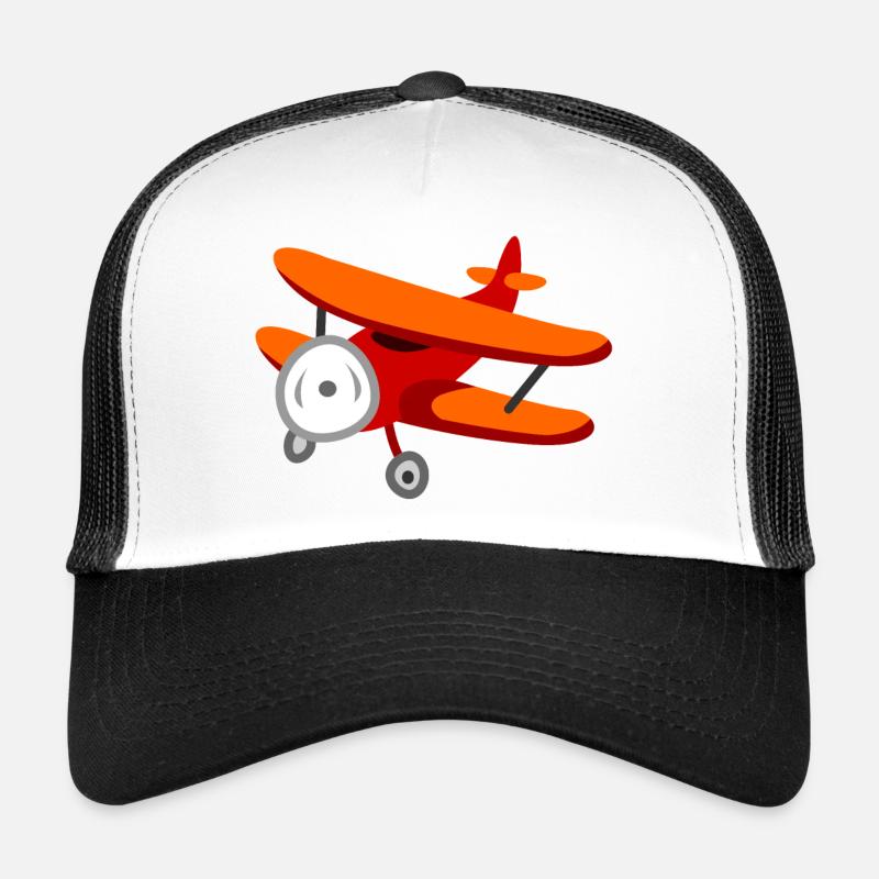 Avion biplan rouge - Casquette trucker  - blanc/noir