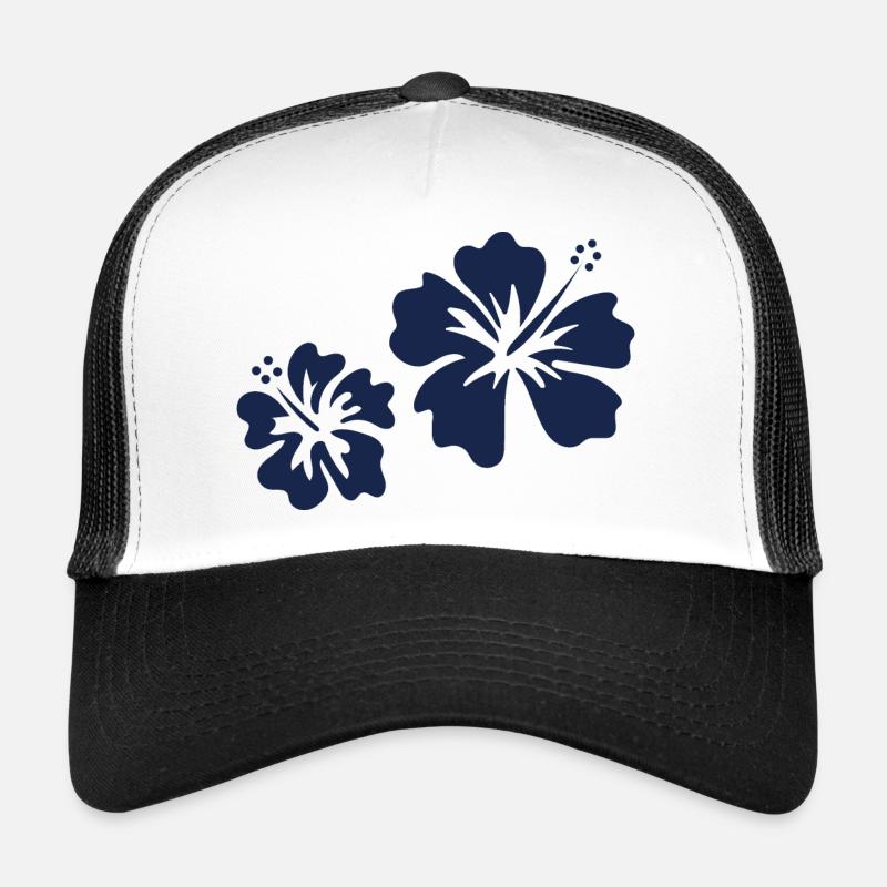 Blauer Hibiskus - Trucker Cap - Weiß/Schwarz