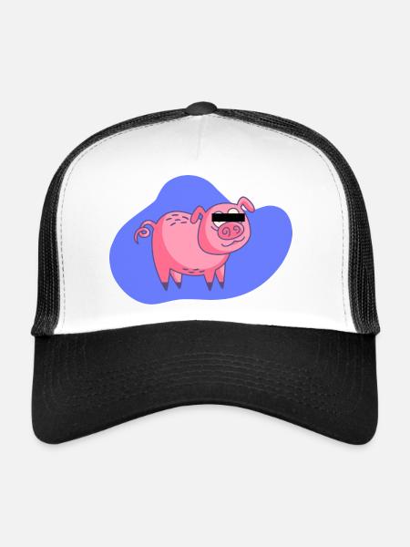 Cartoon Pig - Trucker Cap - white/black - Front