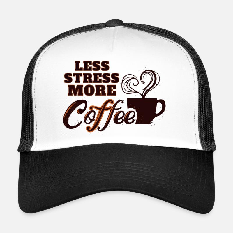 Less Stress More Coffee - Trucker Cap - Weiß/Schwarz