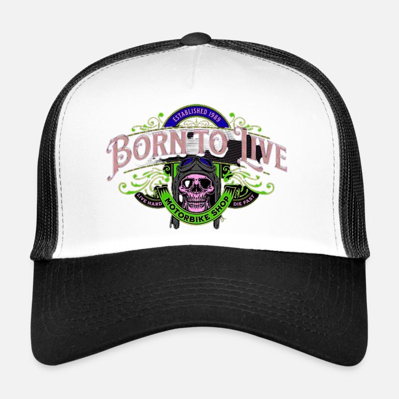 Patch moto né pour vivre - Rose Casquette trucker 