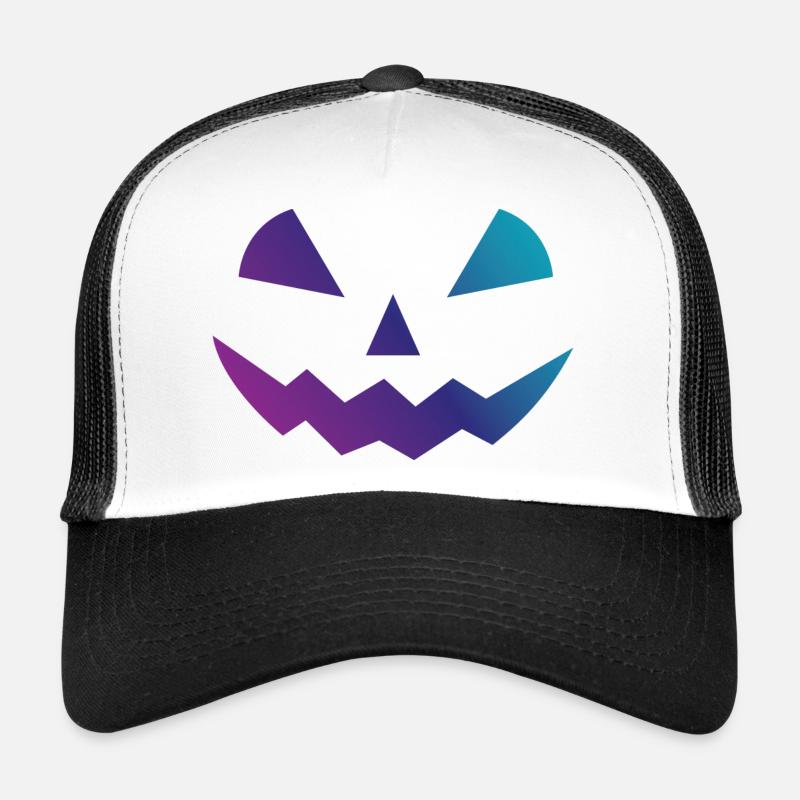 Halloween Pumpkin Design Face Disguises - Trucker Cap - white/black